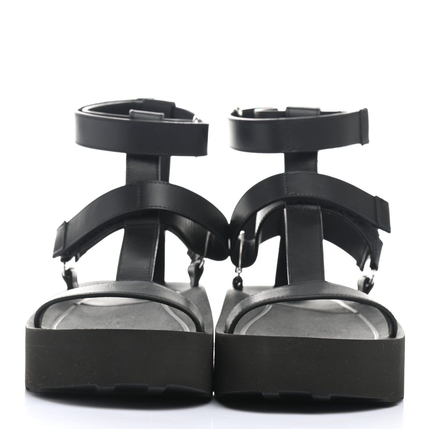 Hermes Calfskin Womens Enid Sandals 37 Black 2 of 9