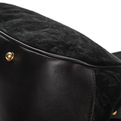 Gucci Nubuck Brocade Medium Lady Stirrup Top Handle Black 16 of 17