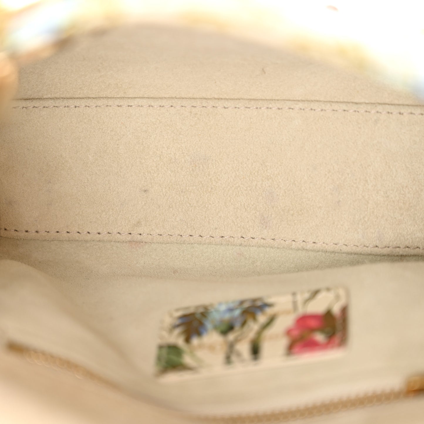 Calfskin Hibiscus Printed Embroidered Mini Lady Dior Beige Multicolor