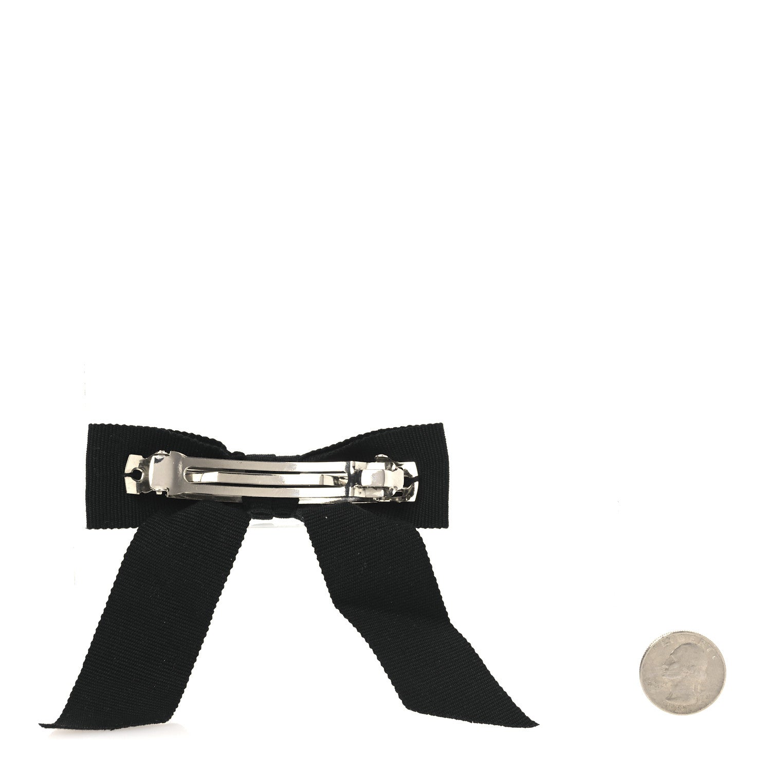 Chanel Grosgrain Bow CC Hair Clip Black 2 of 3