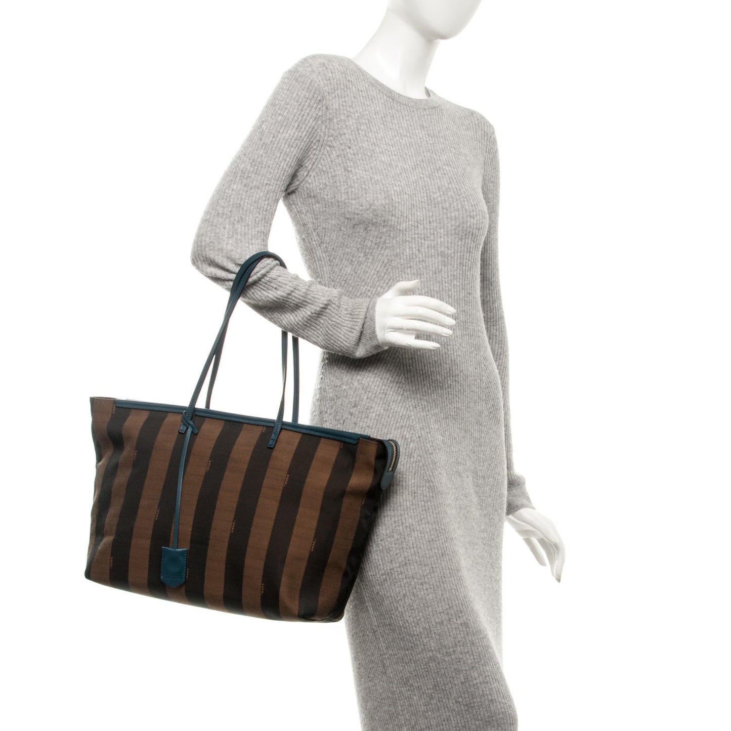 Pequin Vitello Medium Roll Tote Tobacco Petrolio