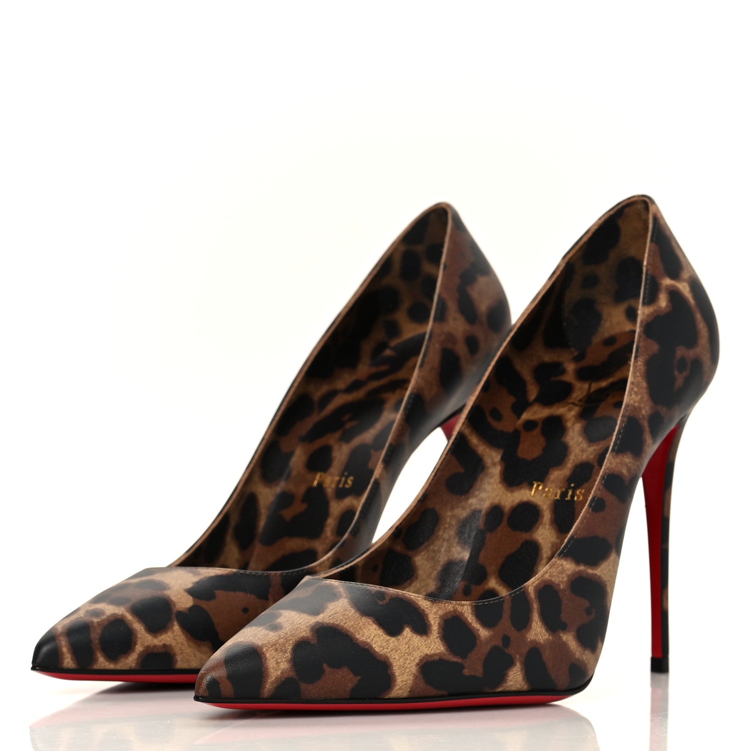 Christian Louboutin Calfskin Leopard Print Kate 100 Pumps 38 Brown 3 of 7