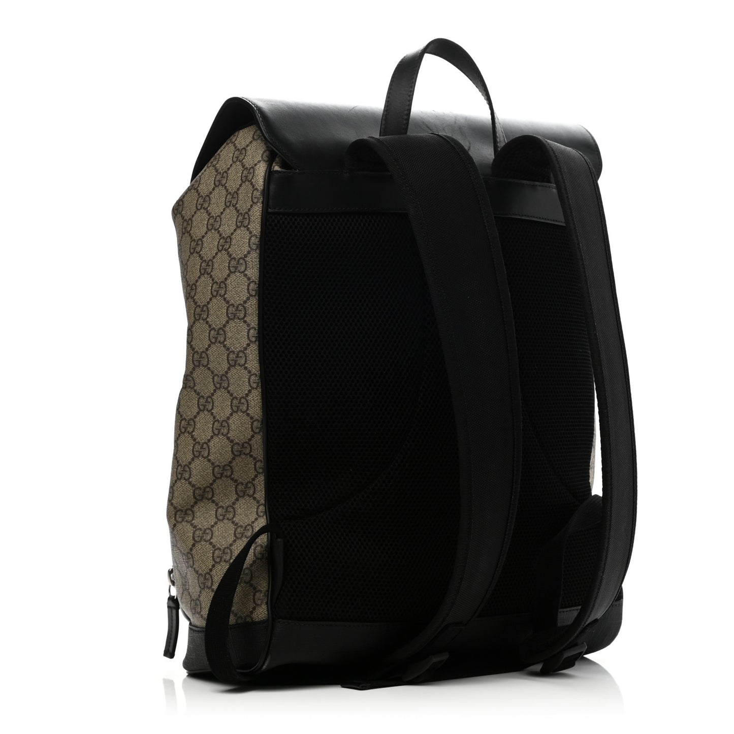 GG Supreme Monogram Single Buckle Backpack Beige Black
