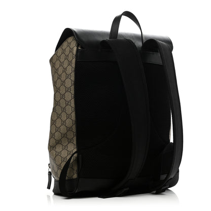 Gucci GG Supreme Monogram Single Buckle Backpack Beige Black 2 of 15