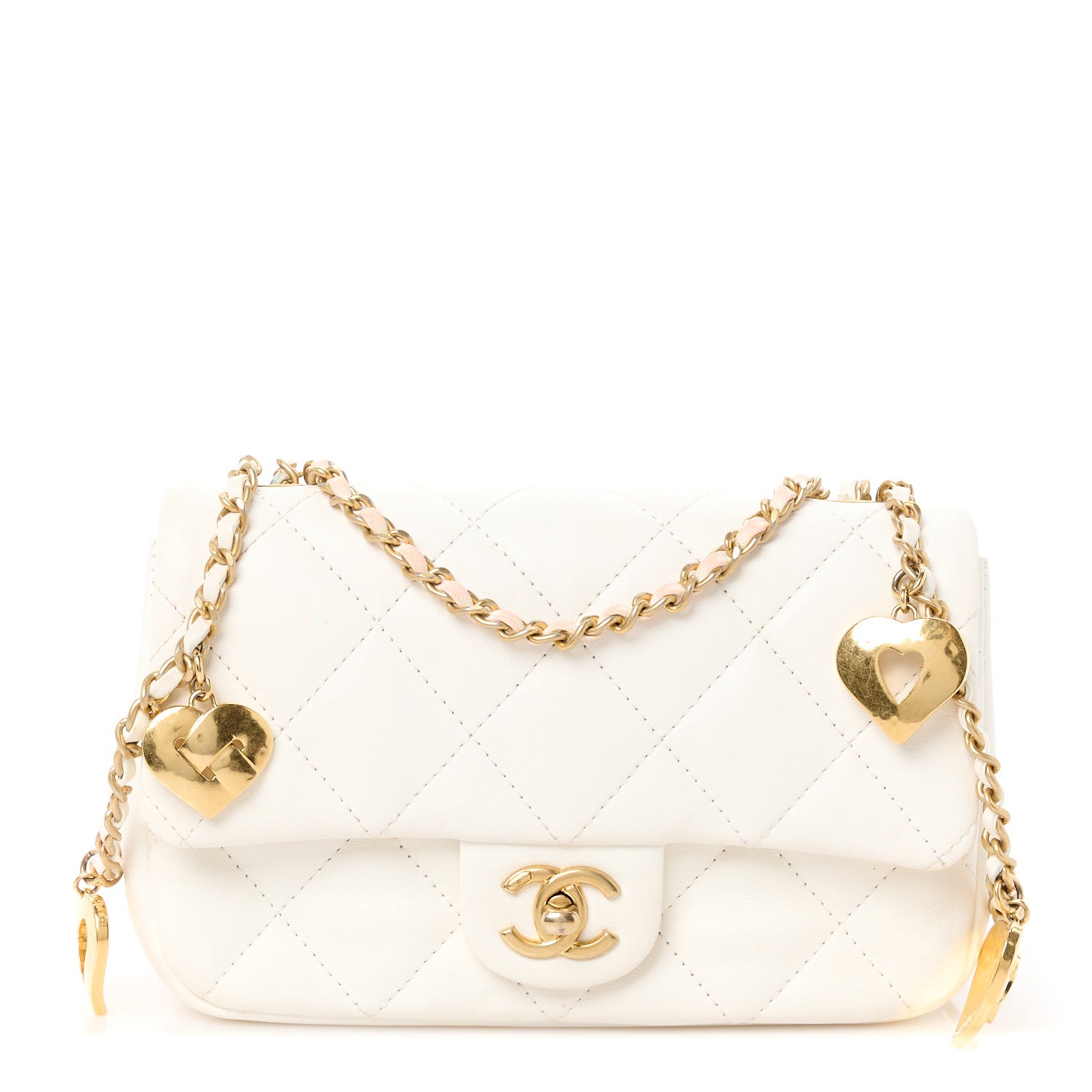 Chanel Lambskin Quilted Mini Heart Charms Flap White 1 of 11