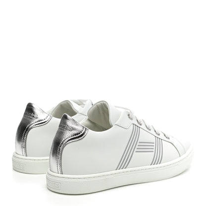 Hermes Calfskin Womens Advantage Sneakers 35 White Gris Argente 4 of 9