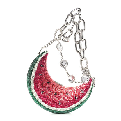 Judith Leiber Crystal Watermelon Crescent Minaudiere Clutch 1 of 11