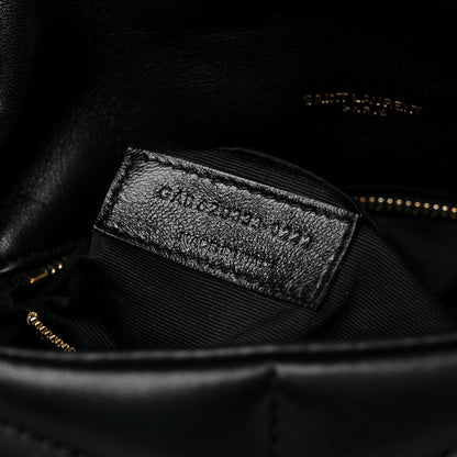 Saint Laurent Lambskin Quilted Toy Loulou Puffer Monogram Chain Satchel Black 8 of 13