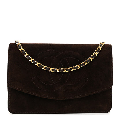 Chanel Suede Timeless CC Wallet on Chain WOC Brown 1 of 15