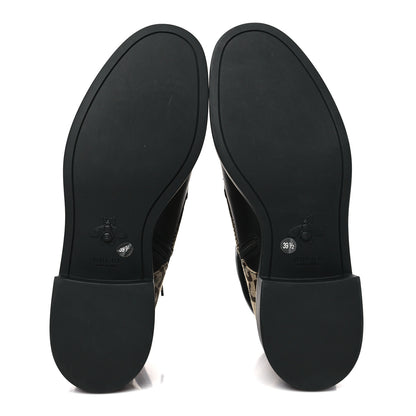 Gucci Flores Calfskin Monogram Maxi GG Nappa Matelasse Double G 40mm Ankle Boots 39.5 Black Camel Ebony 5 of 8