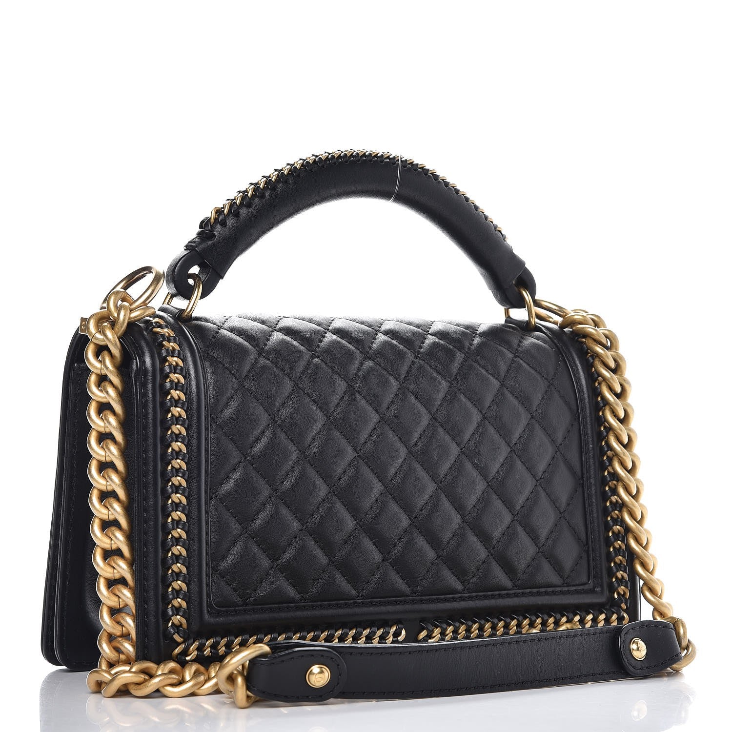 Chanel Calfskin Quilted Medium Boy Top Handle Flap Black 3 of 8