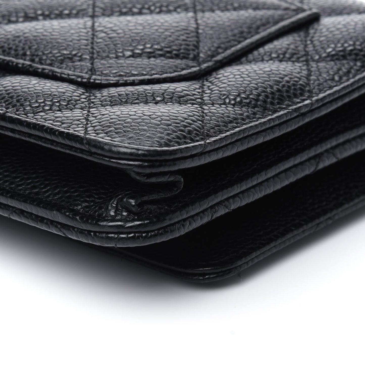 Caviar Quilted Wallet On Chain WOC Black