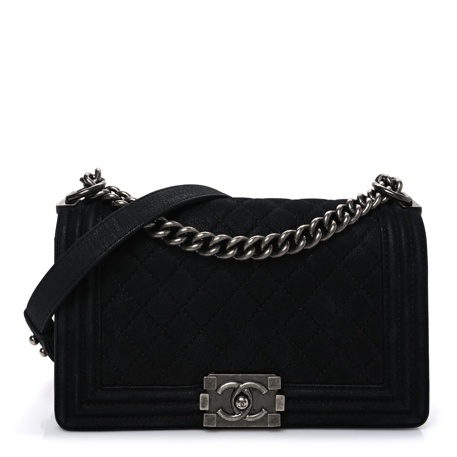 Chanel Bullskin Suede Caviar Quilted Medium Boy Flap Black 1 of 10