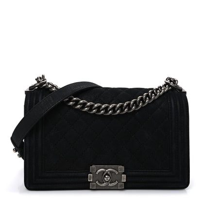 Chanel Bullskin Suede Caviar Quilted Medium Boy Flap Black 1 of 10