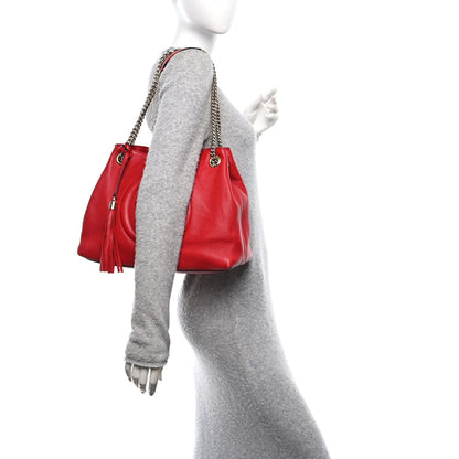 Gucci Pebbled Calfskin Medium Soho Chain Shoulder Bag Tabasco Red 2 of 10