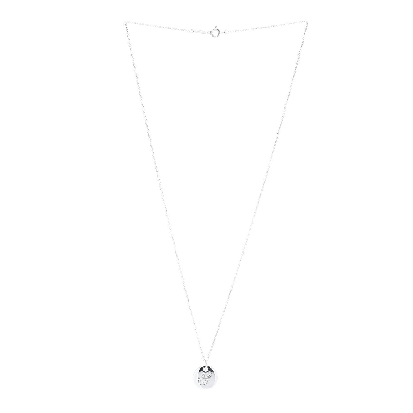 Sterling Silver Letter S Round Pendant Necklace