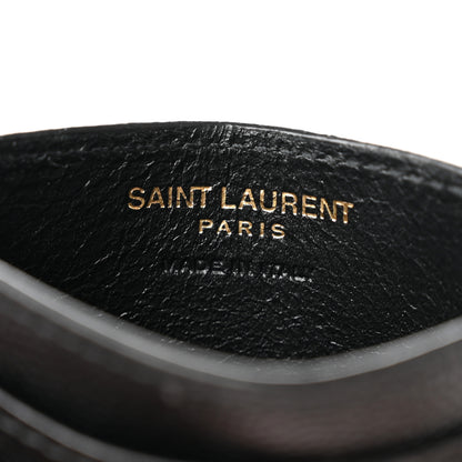 Saint Laurent Grain De Poudre Matelasse Chevron Monogram Credit Card Case Black 6 of 7