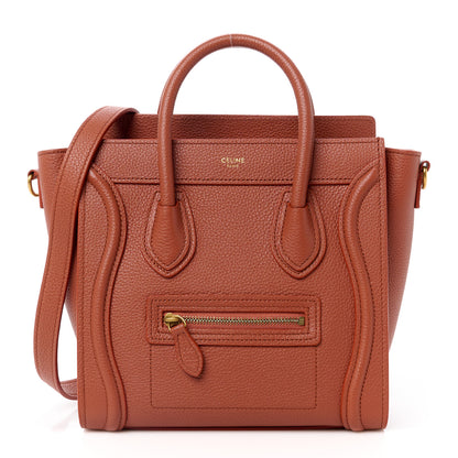 Celine Drummed Calfskin Nano Luggage Lychee 1 of 10