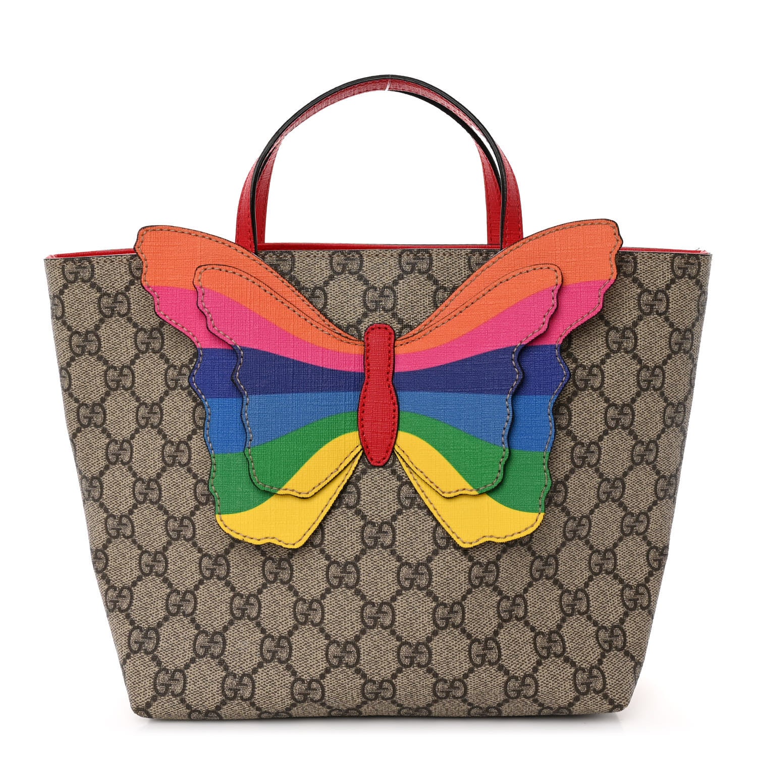 Gucci GG Supreme Monogram Kid's Rainbow Butterfly Tote 1 of 9