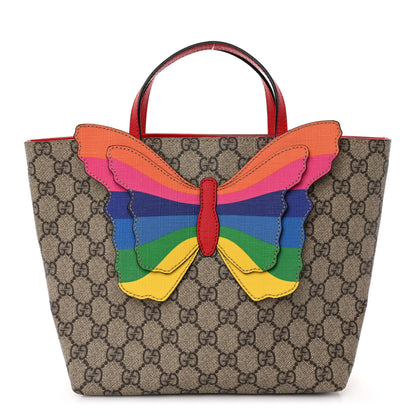 Gucci GG Supreme Monogram Kid's Rainbow Butterfly Tote 1 of 9