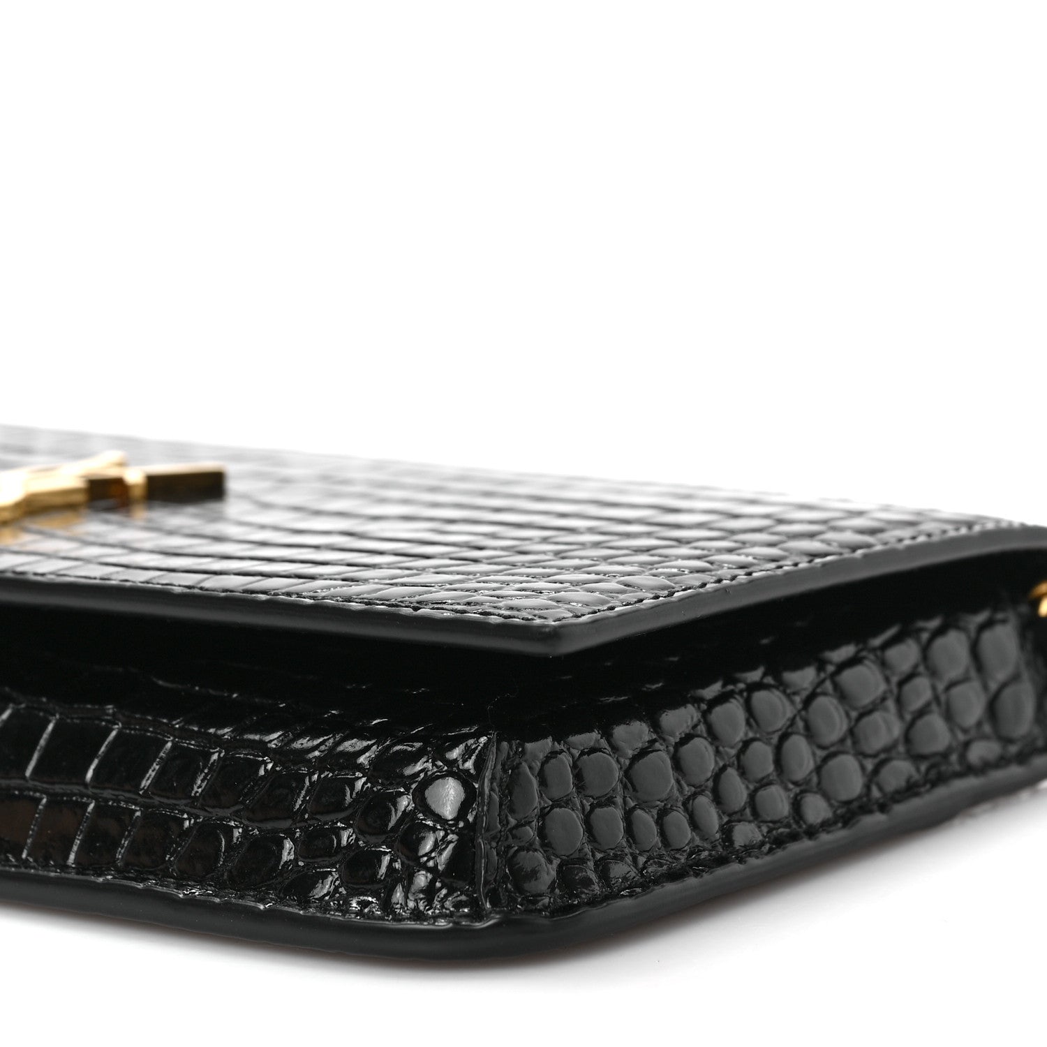 Saint Laurent Crocodile Embossed Monogram Phone Holder Crossbody Black 9 of 9