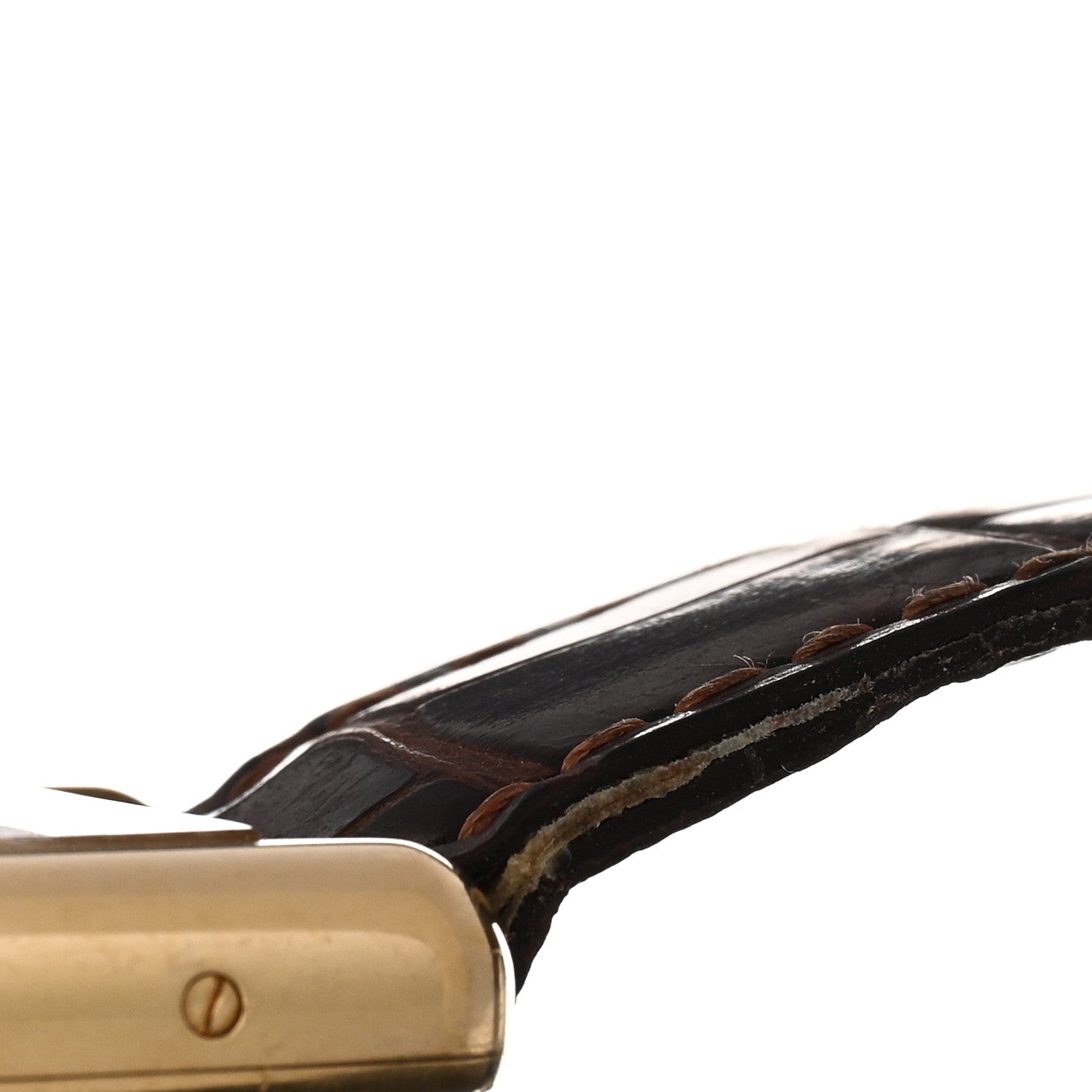 Cartier 18K Yellow Gold Alligator 22mm Tank Louis Quartz Watch Brown 5 of 6