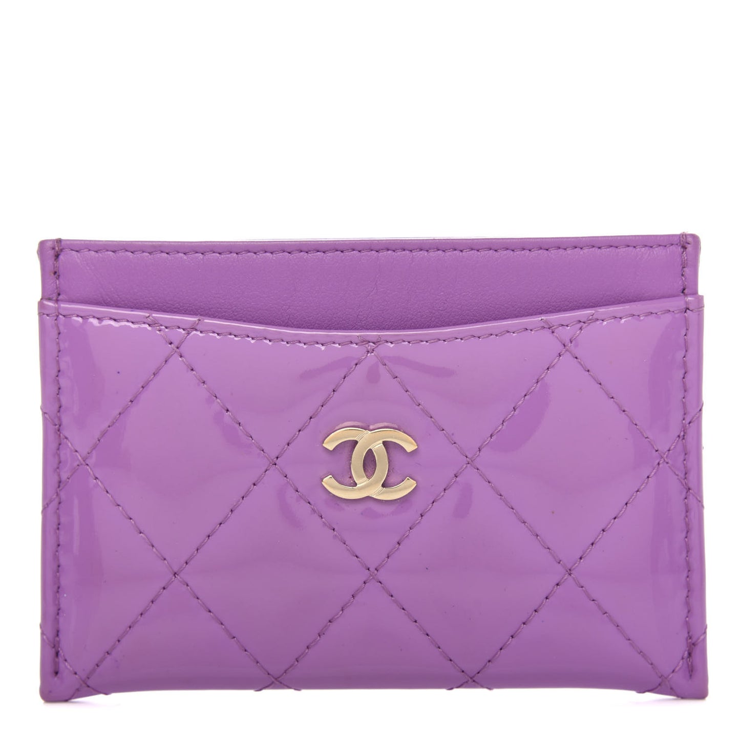 Patent Quilted Card Holder Purple