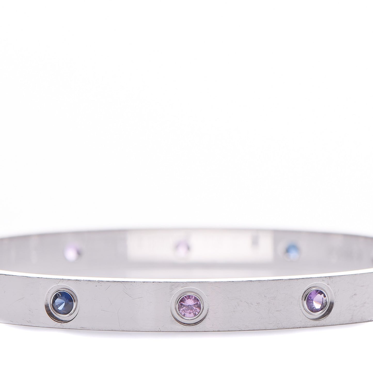 18K White Gold Aquamarine Sapphire Spinel Amethyst LOVE Bracelet 18