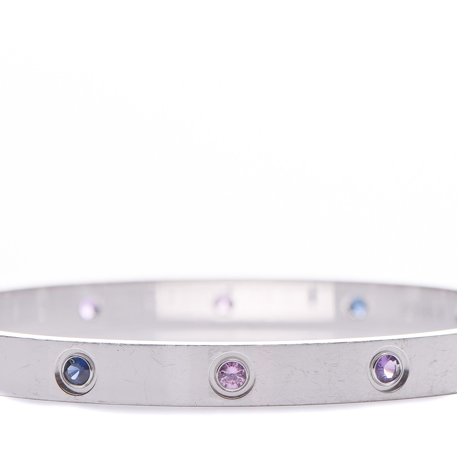 Cartier 18K White Gold Aquamarine Sapphire Spinel Amethyst LOVE Bracelet 18 5 of 7