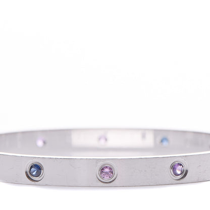Cartier 18K White Gold Aquamarine Sapphire Spinel Amethyst LOVE Bracelet 18 5 of 7
