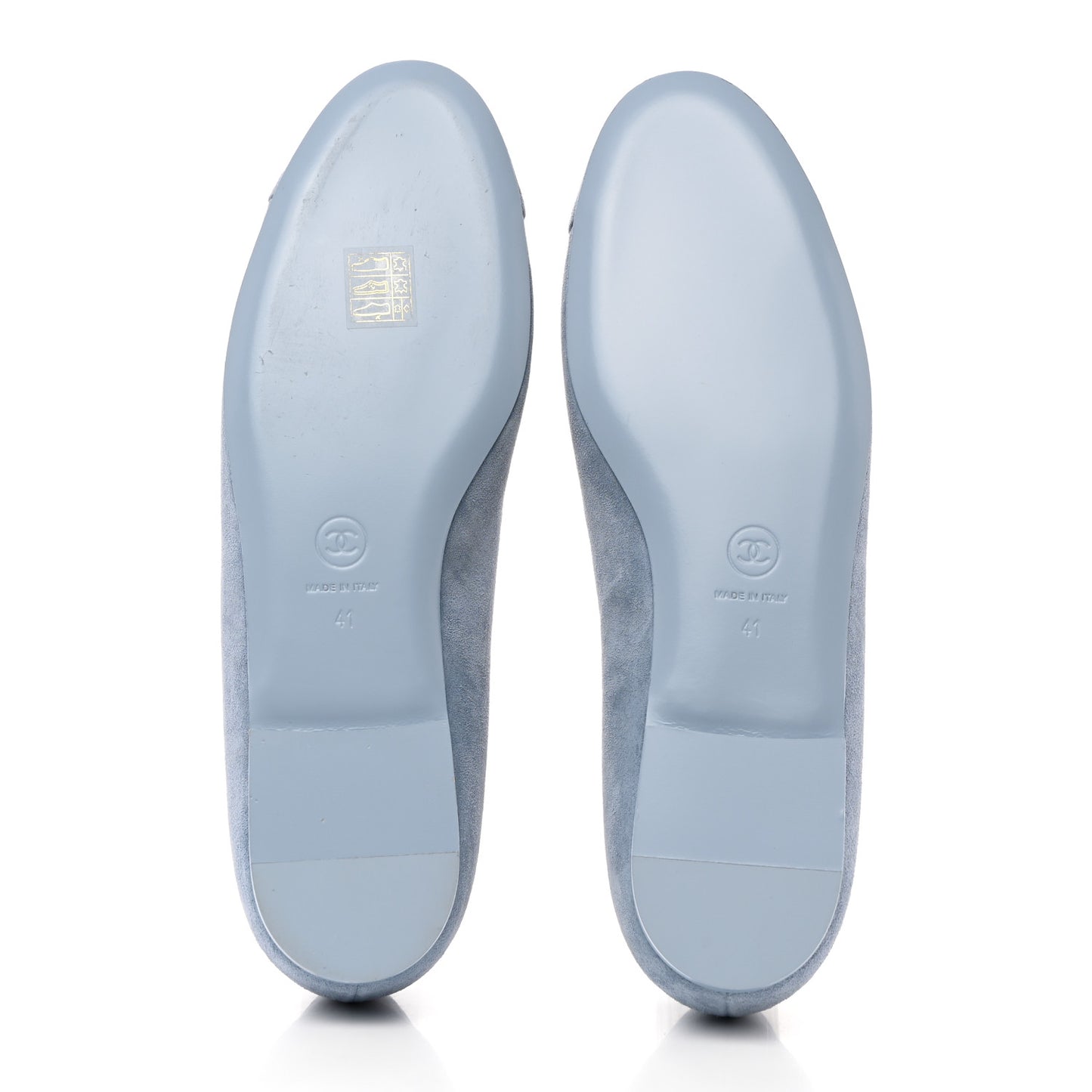 Suede Cap Toe Camellia Ballerina Flats 41 Light Blue