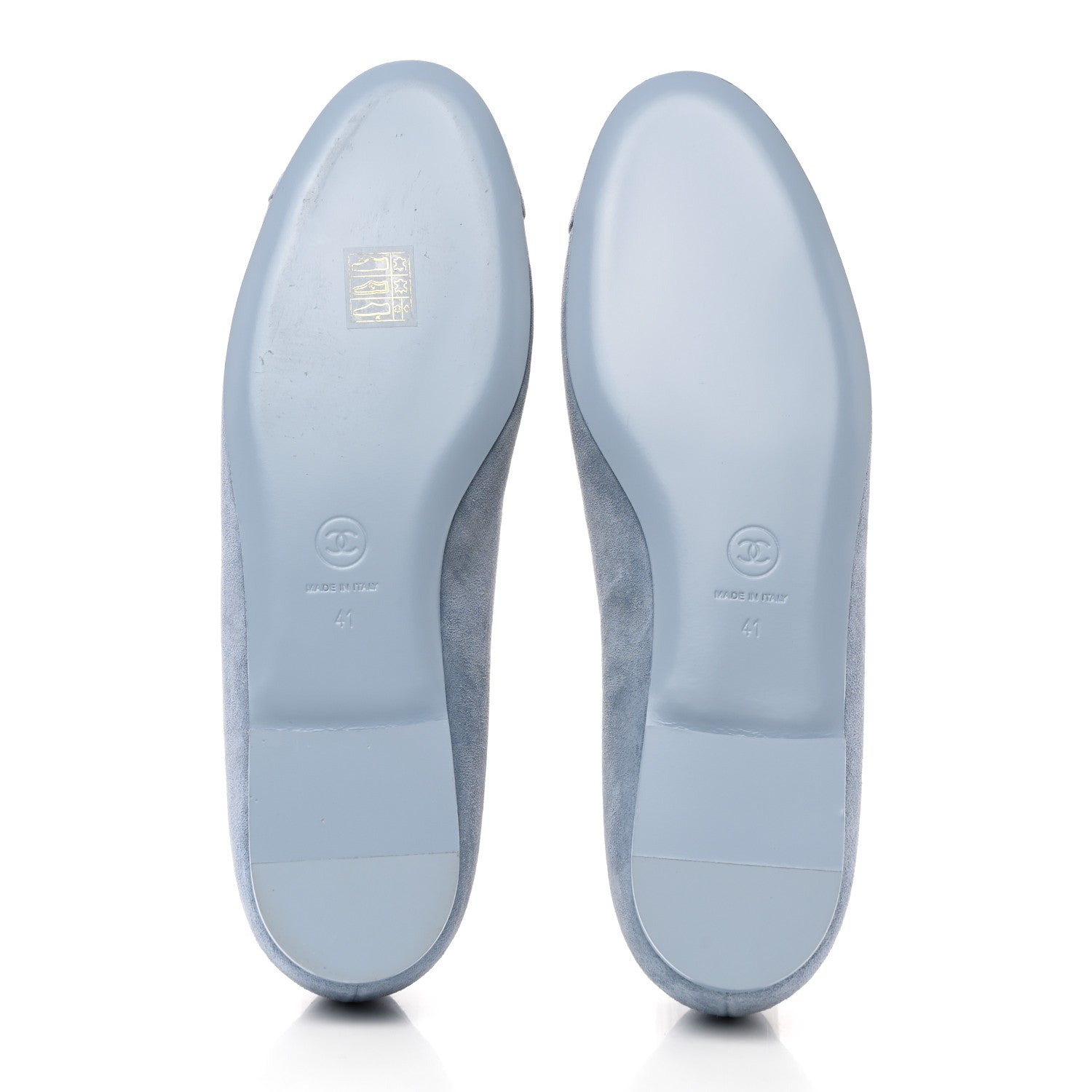 Chanel Suede Cap Toe Camellia Ballerina Flats 41 Light Blue 5 of 8