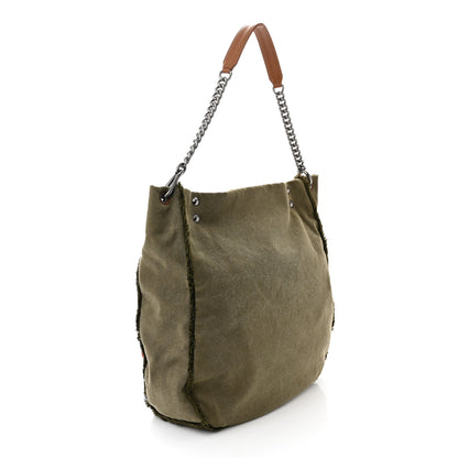 Chanel Canvas Sequins Cubano Trip Hobo Khaki 3 of 11