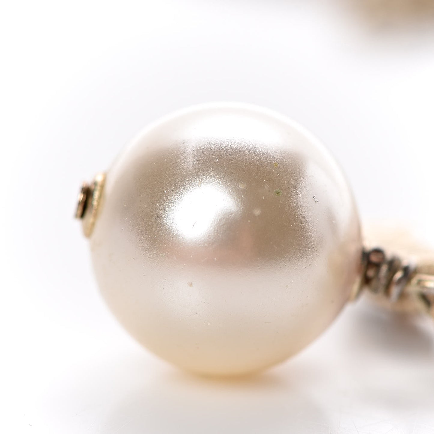 Enamel CC Baroque Pearl Drop Necklace Black Gold