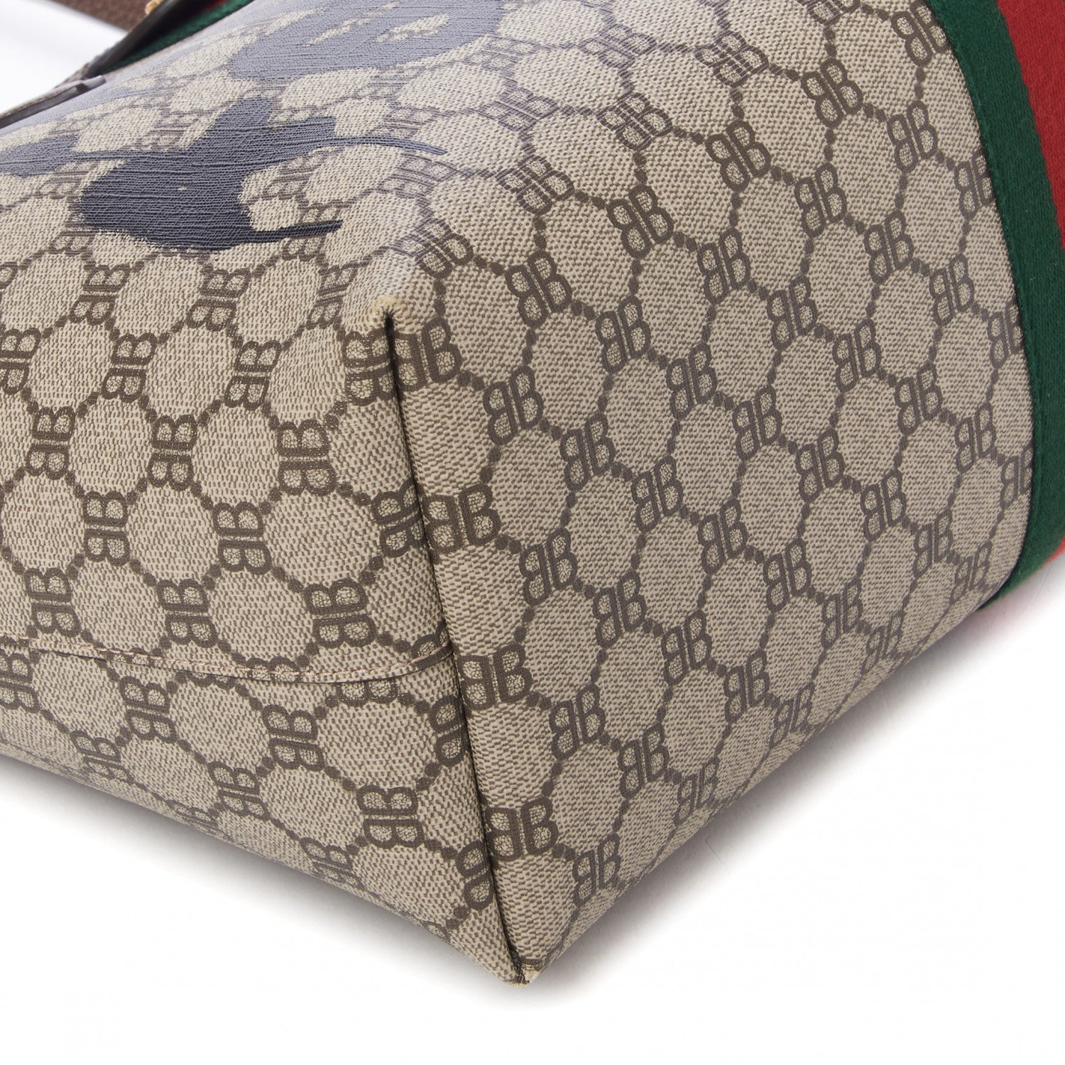 Gucci X BALENCIAGA BB Supreme Monogram Web Graffiti Medium Ophidia Shopping Tote Beige New Acero 6 of 10