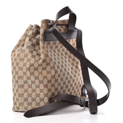 Gucci Monogram Dollar Calfskin O Drawstring Backpack Beige Ebony Testa di Moro Dark Chocolate 3 of 10