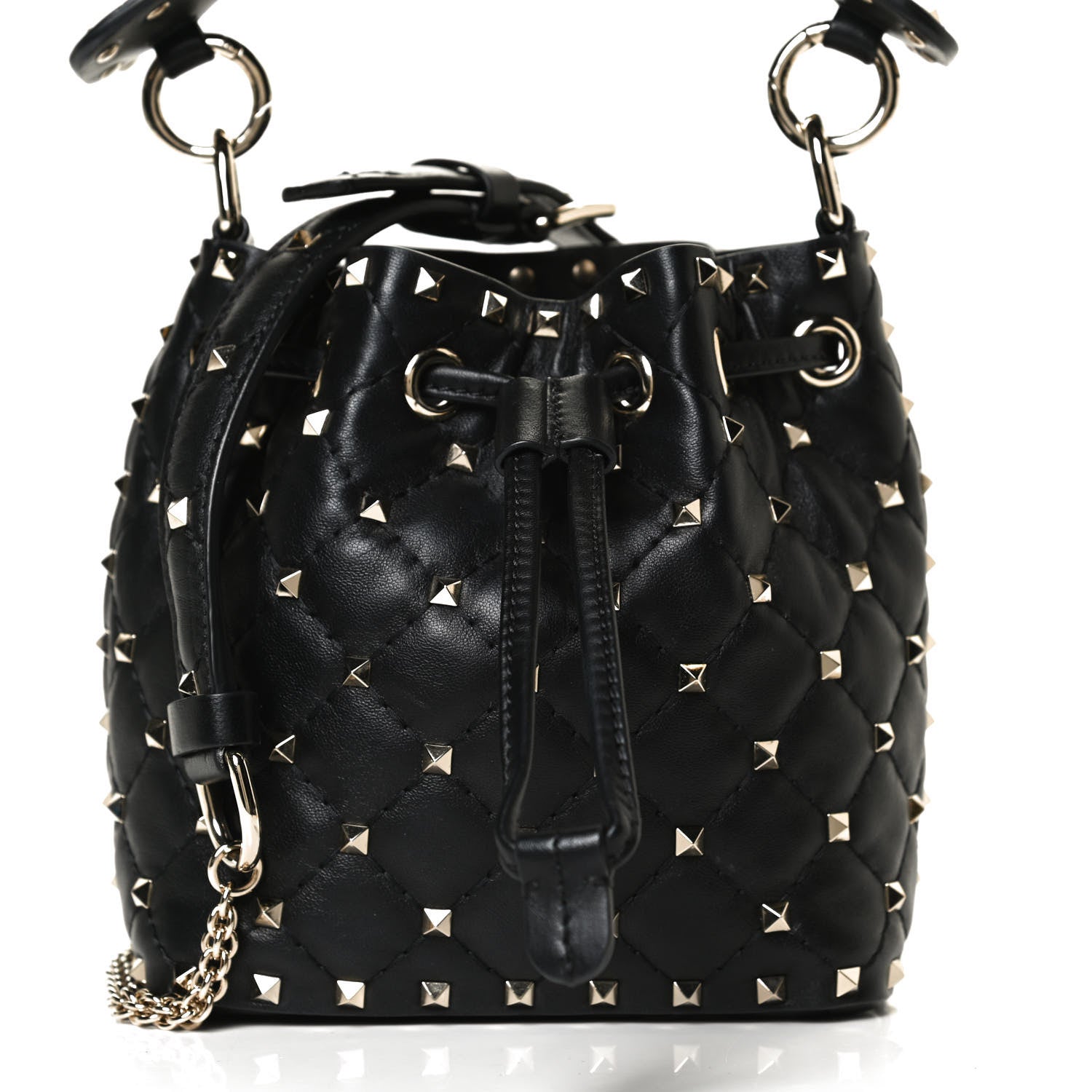 Valentino Garavani Nappa Mini Rockstud Spike Bucket Bag Black 7 of 12