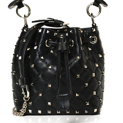 Valentino Garavani Nappa Mini Rockstud Spike Bucket Bag Black 7 of 12