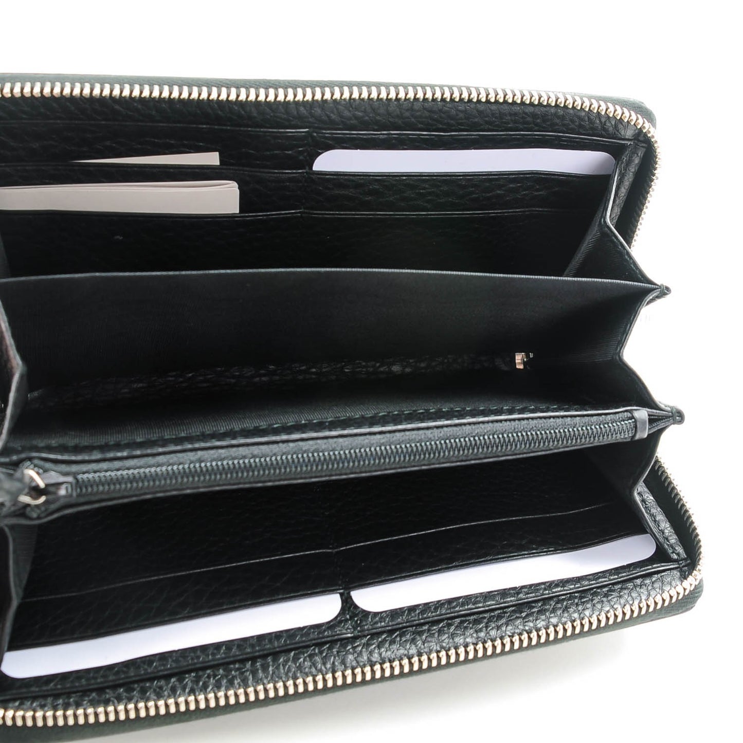 Pebbled Calfskin Studded Soho Zip Around Wallet Black