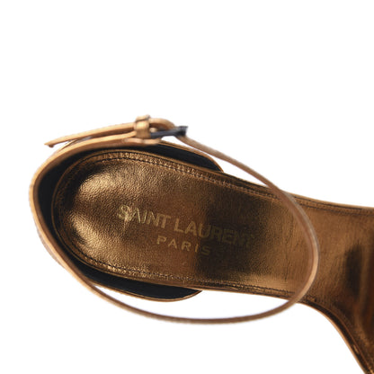 Saint Laurent Metallic Lambskin Amber 105 Ankle Strap Sandals 38 Egypt Gold 7 of 9