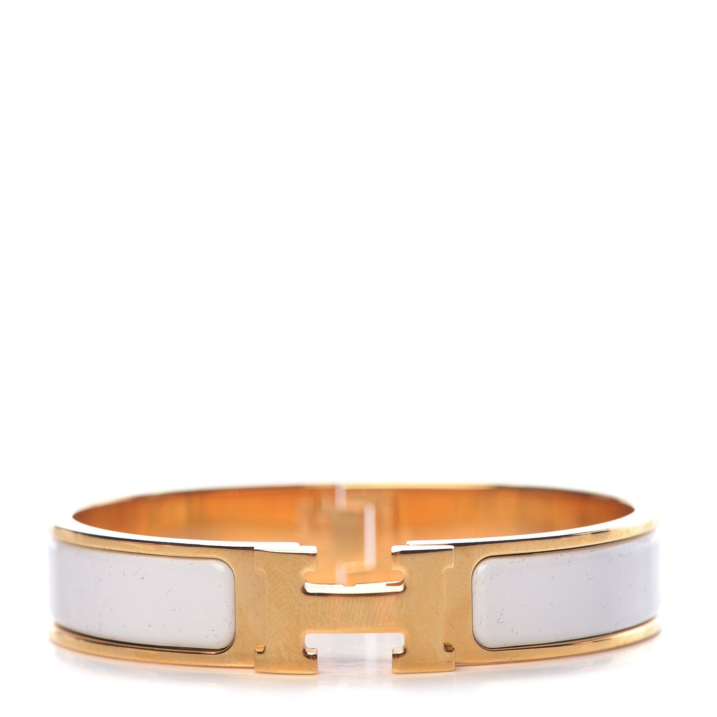 Enamel Narrow Clic Clac H Bracelet PM White