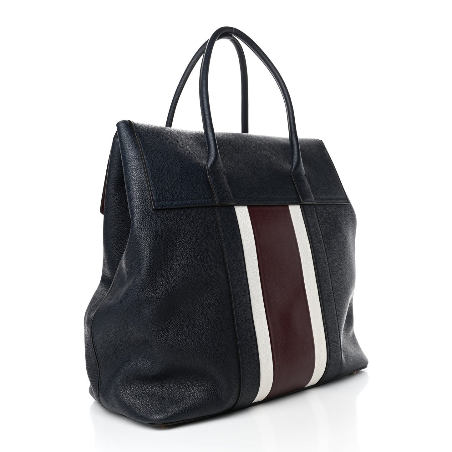 Natural Grain Calfskin College Stripe Oversized Bayswater Navy White Oxblood