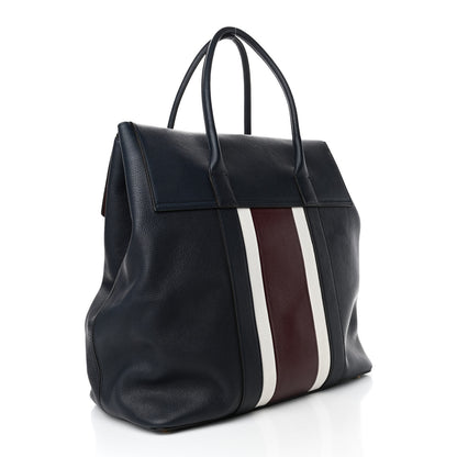 Mulberry Natural Grain Calfskin College Stripe Oversized Bayswater Navy White Oxblood 2 of 5