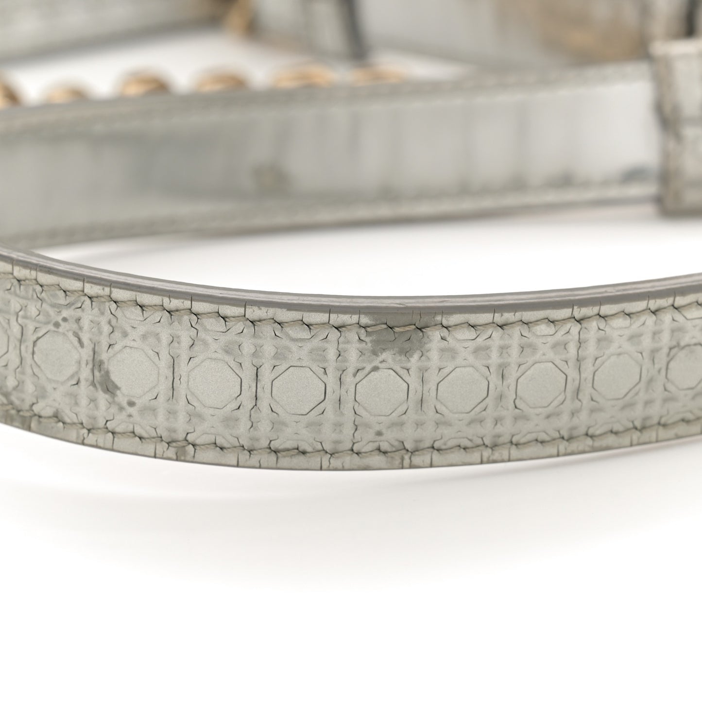 Metallic Patent Micro-Cannage Small Diorama Flap Bag Silver