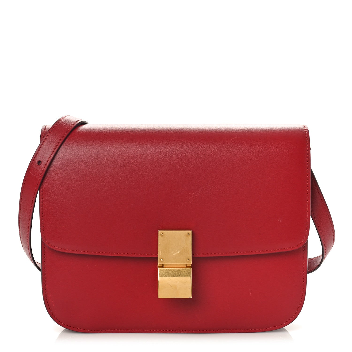 Celine Box Calfskin Medium Classic Box Flap Bag Red 1 of 9
