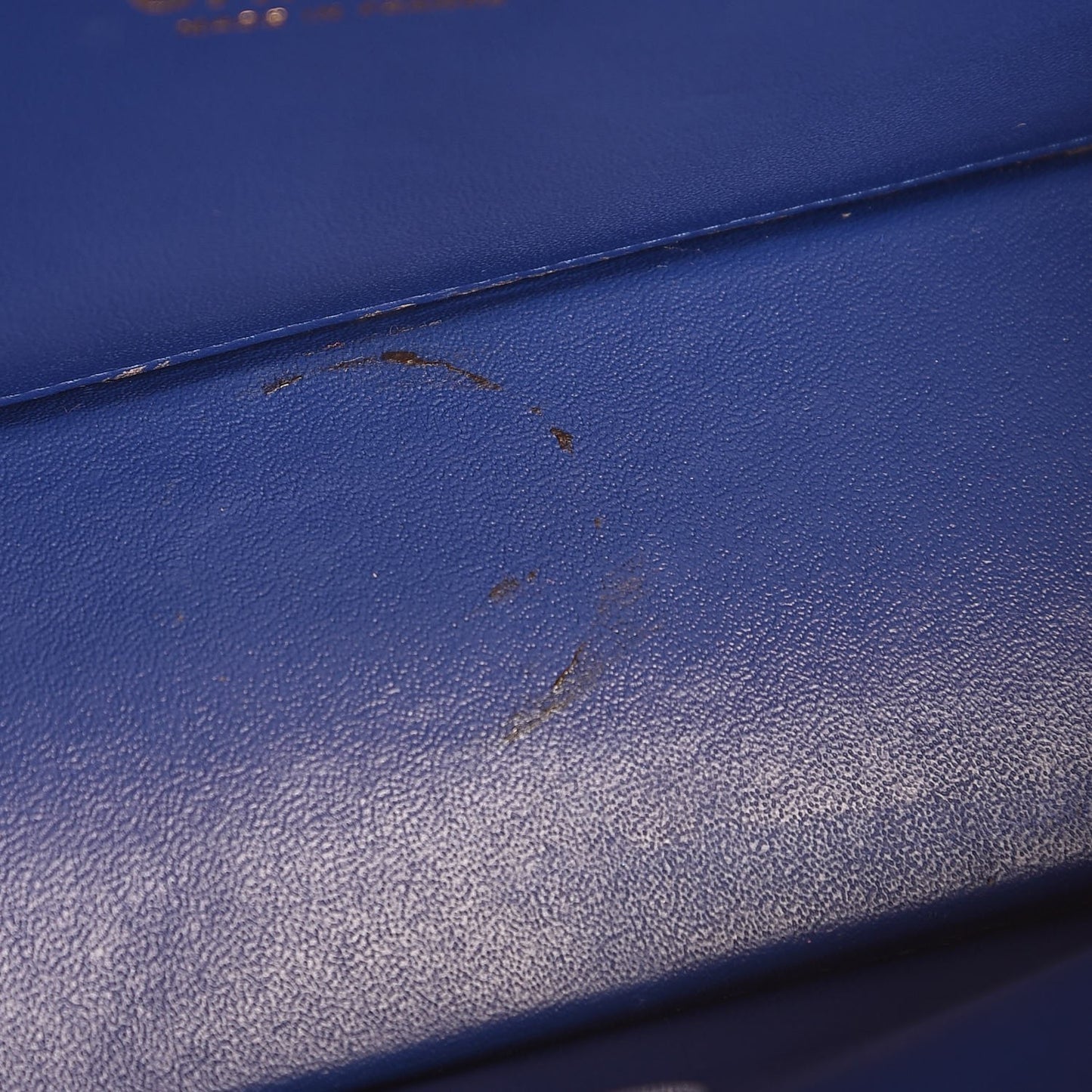 Glazed Calfskin Quilted East West Flap Blue