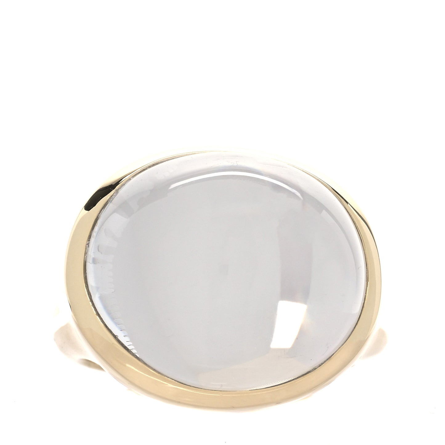 18K Yellow Gold Elsa Peretti Rock Crystal 15 MM Cabochon Ring 61 9.5