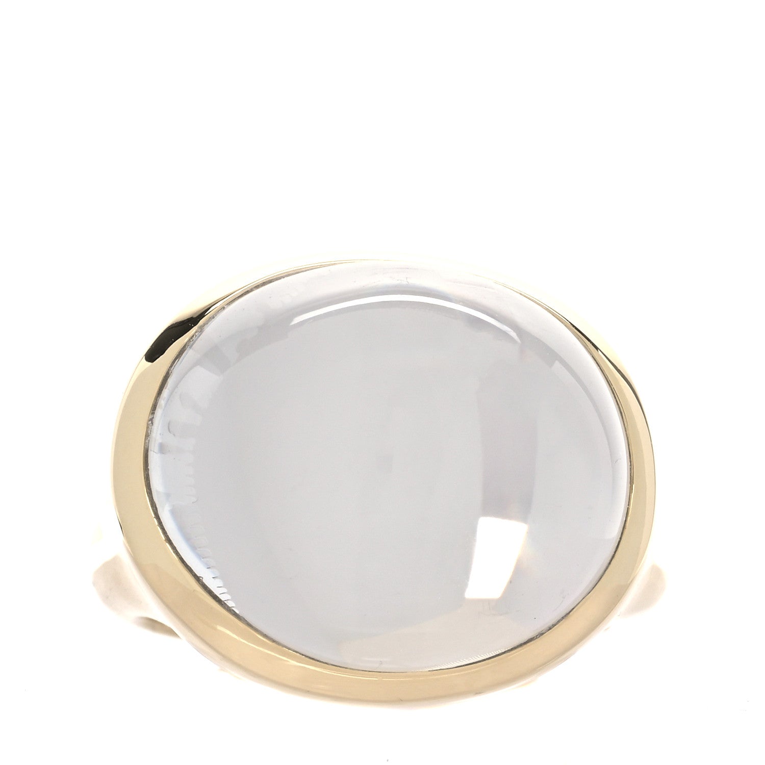 Tiffany 18K Yellow Gold Elsa Peretti Rock Crystal 15 MM Cabochon Ring 61 9.5 1 of 6