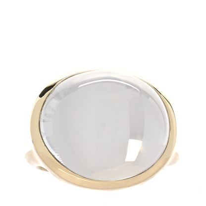Tiffany 18K Yellow Gold Elsa Peretti Rock Crystal 15 MM Cabochon Ring 61 9.5 1 of 6