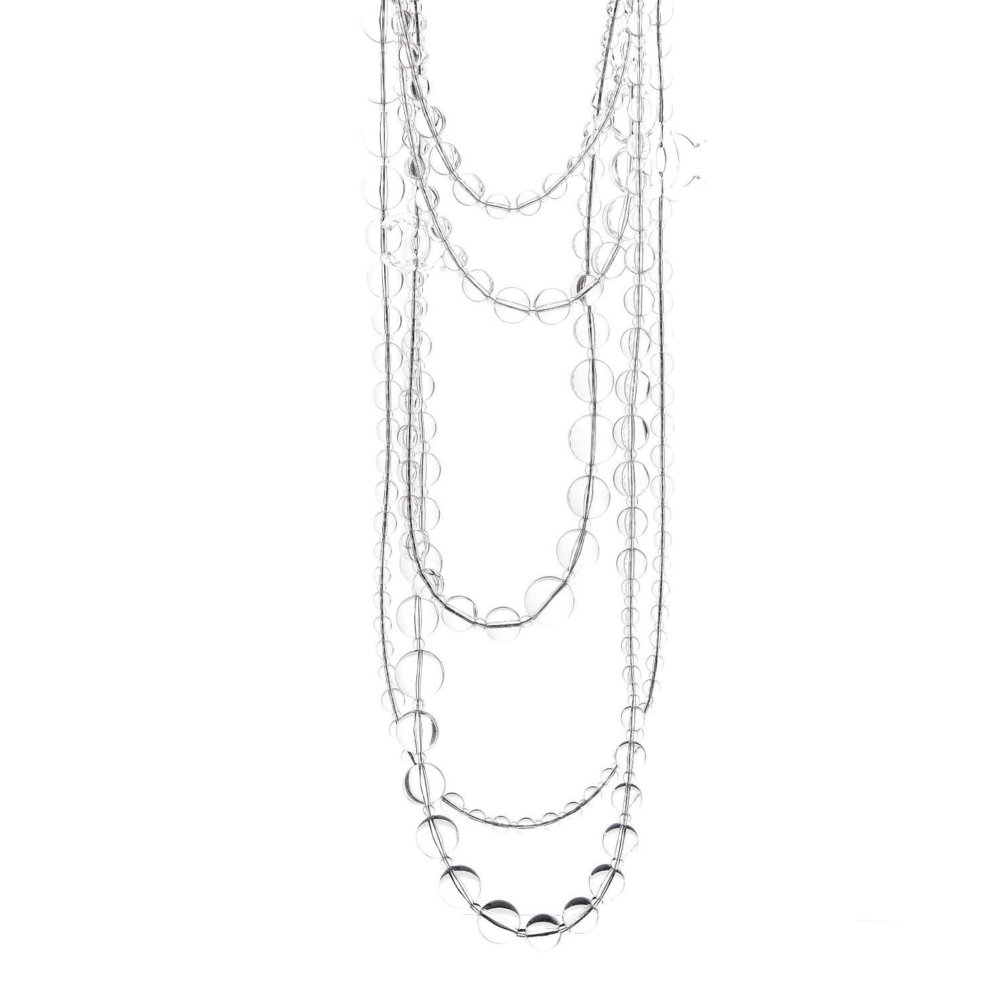 Crystal CC Multi Strand Long Chain Necklace Transparent